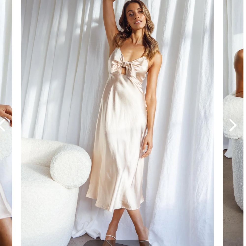 Selfie Leslie - PERFECT DAY SATIN MIDI DRESS GOLD